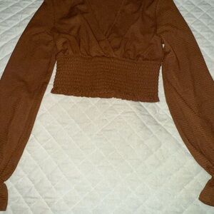 Altar'd State Textured Brown Top